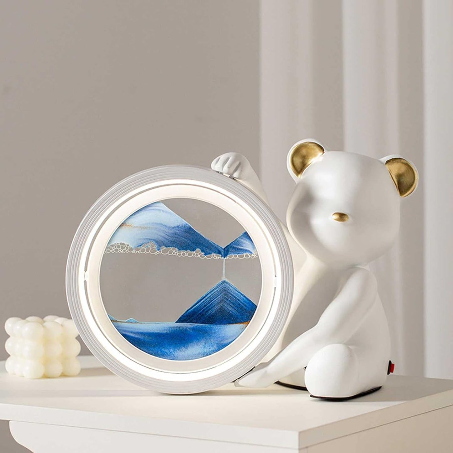 Cartoon Bear Moving Sand Art Table Lamp