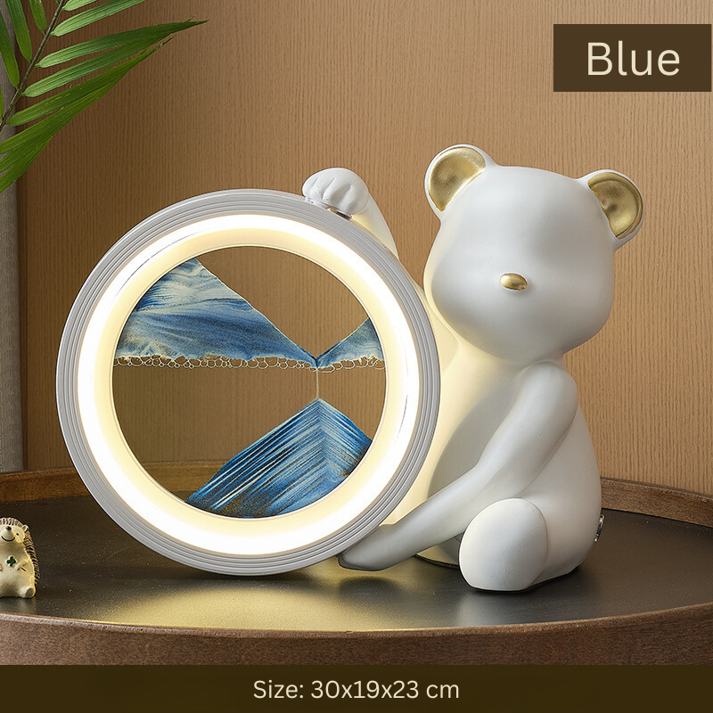 Cartoon Bear Moving Sand Art Table Lamp